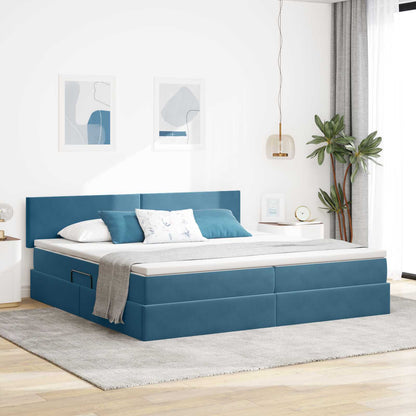 Letto con contenitore LED e materasso Blu Scuro 200 x 200 cm | homemem39