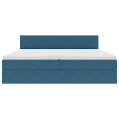 Letto con contenitore LED e materasso Blu Scuro 200 x 200 cm | homemem39