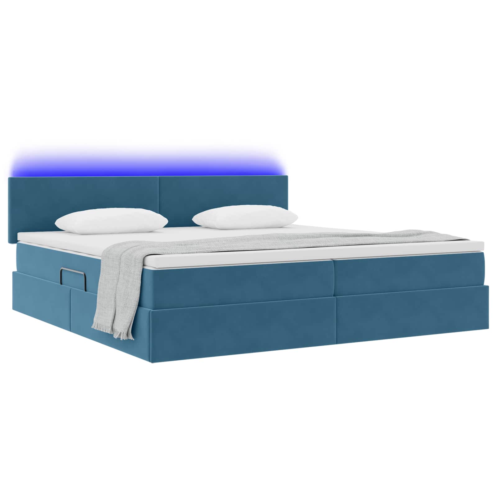 Letto con contenitore LED e materasso Blu Scuro 200 x 200 cm | homemem39