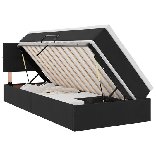 Letto con contenitore LED e materasso Nero 90 x 190 cm Velluto | homemem39