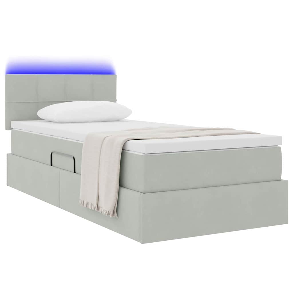 Letto con contenitore LED e materasso Grigio Chiaro 90 x 200 cm | homemem39
