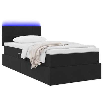 Letto con contenitore LED e materasso Nero 90 x 200 cm Velluto | homemem39