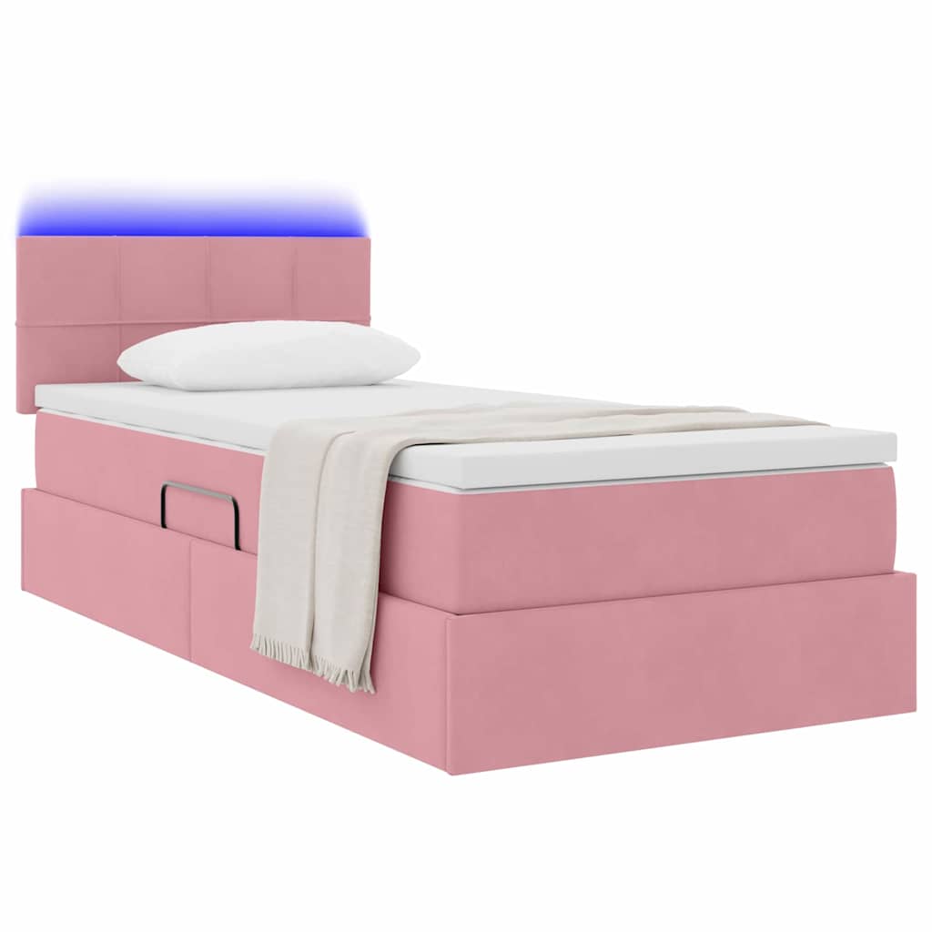 Letto con contenitore LED e materasso Rosa 90 x 200 cm Velluto | homemem39