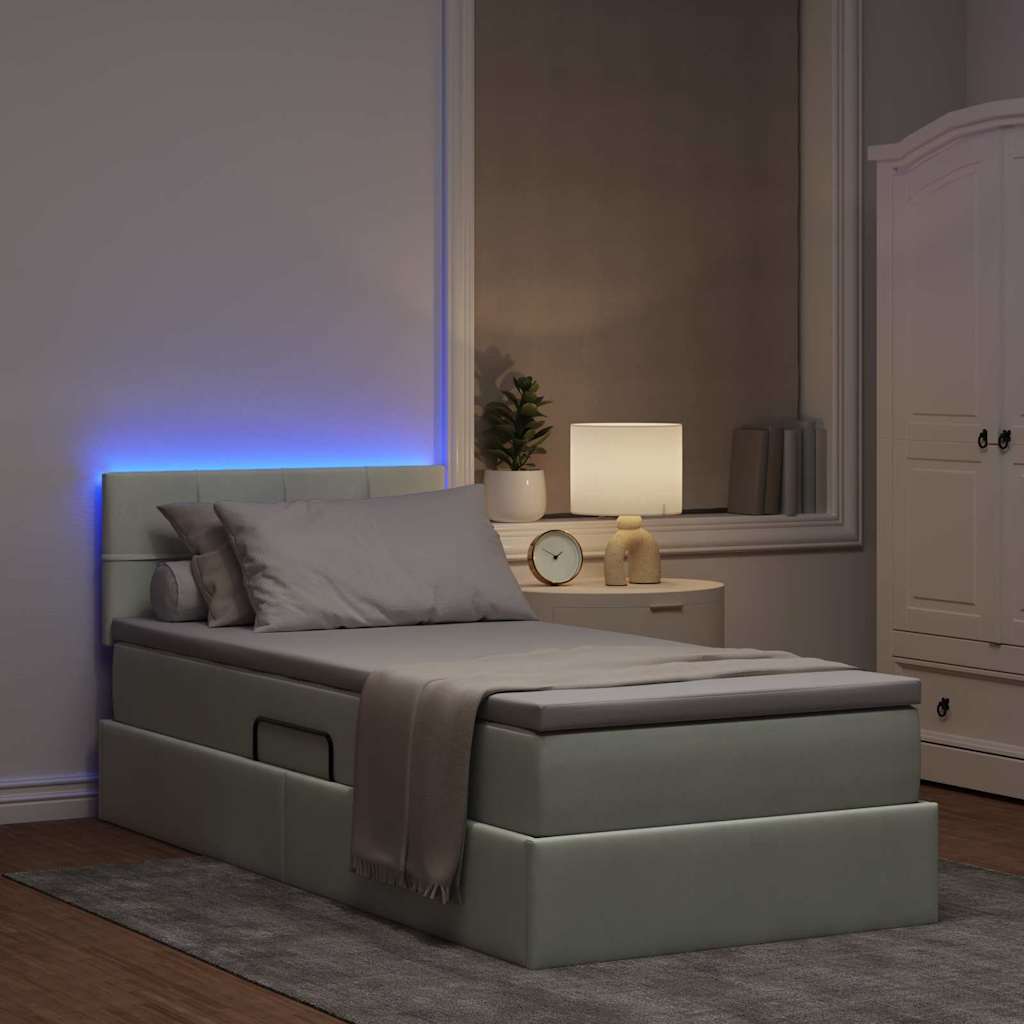 Letto con contenitore LED e materasso Grigio Chiaro | homemem39