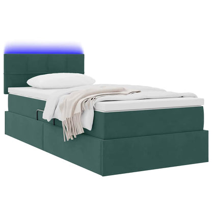 Letto con contenitore LED e materasso Verde Scuro 100 x 200 cm | homemem39