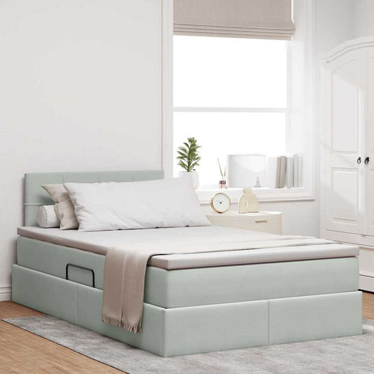Letto con contenitore LED e materasso Grigio Chiaro | homemem39