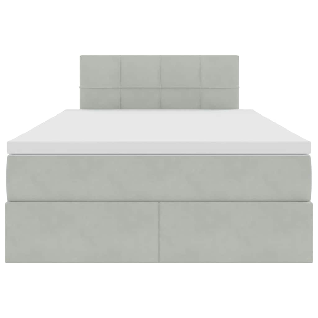 Letto con contenitore e LED Grigio chiaro 120 x 200 cm Velluto