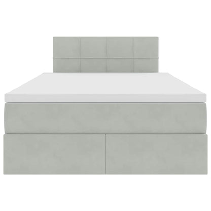 Letto con contenitore e LED Grigio chiaro 120 x 200 cm Velluto