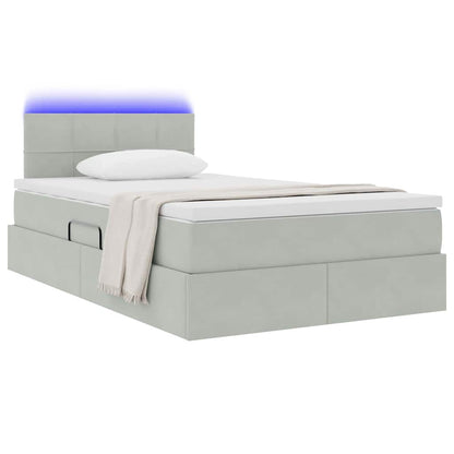 Letto con contenitore e LED Grigio chiaro 120 x 200 cm Velluto