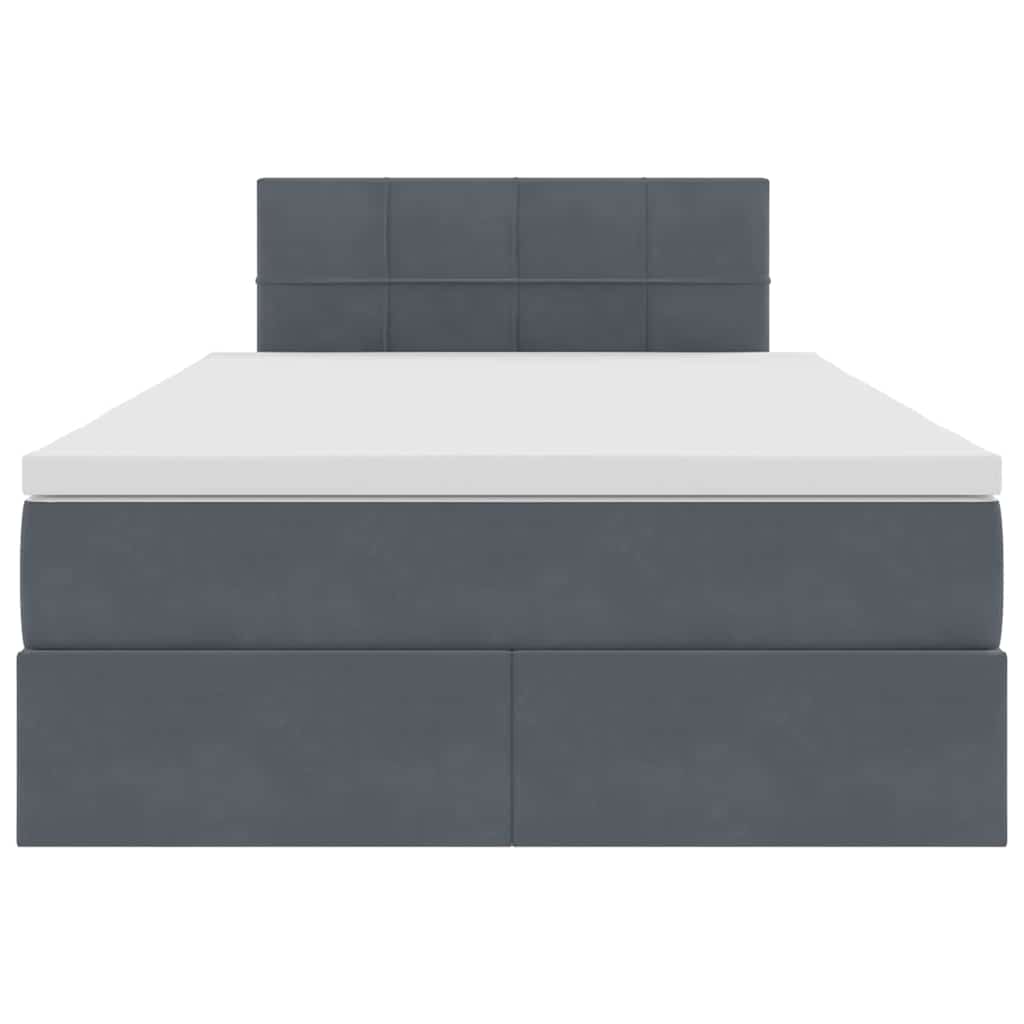 Letto con contenitore e LED Grigio scuro 120 x 200 cm Velluto
