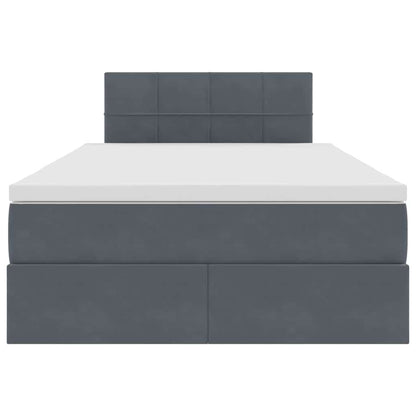 Letto con contenitore e LED Grigio scuro 120 x 200 cm Velluto