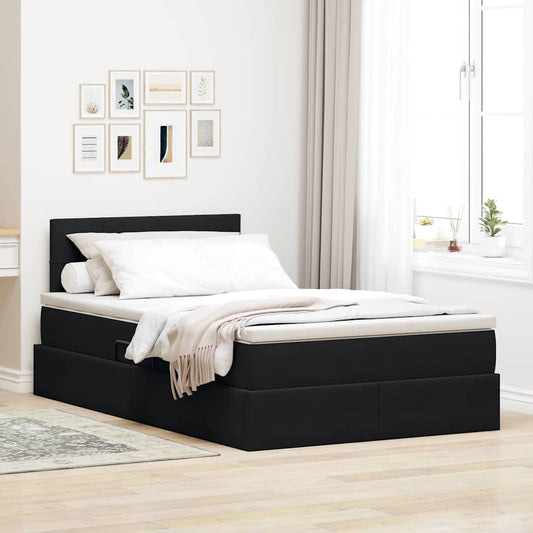 Letto con contenitore LED e materasso Nero 120 x 200 cm Velluto | homemem39