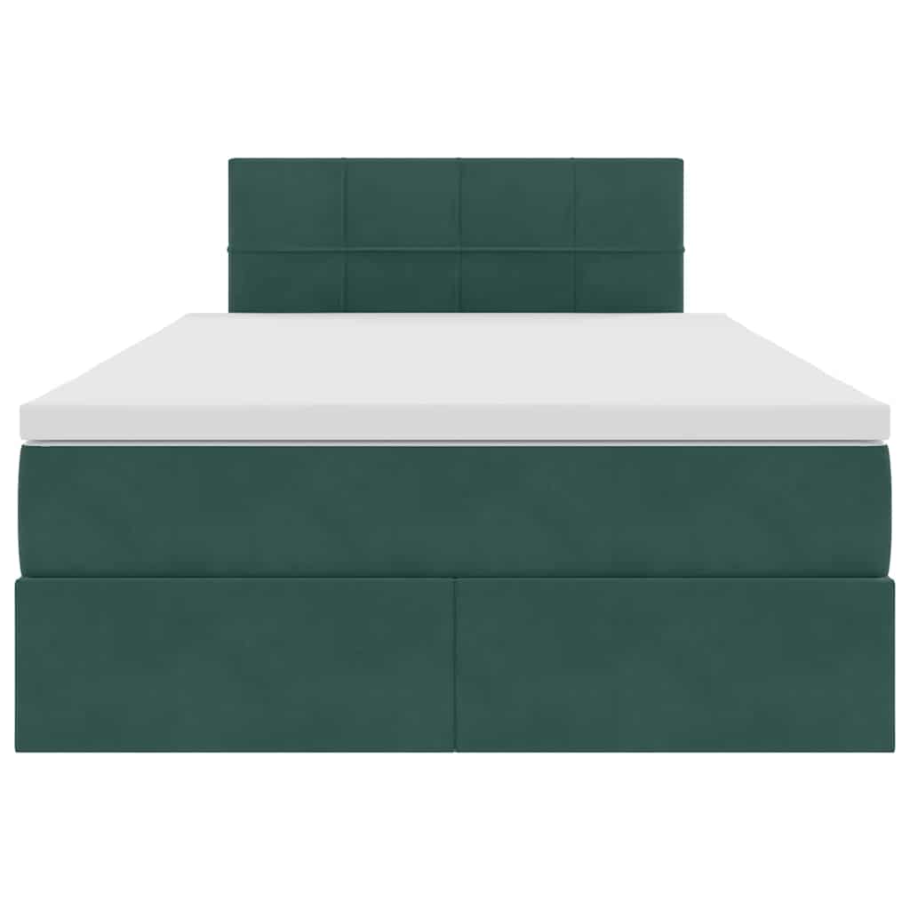 Letto con contenitore e LED Verde Scuro 120 x 200 cm Velluto