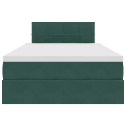 Letto con contenitore e LED Verde Scuro 120 x 200 cm Velluto