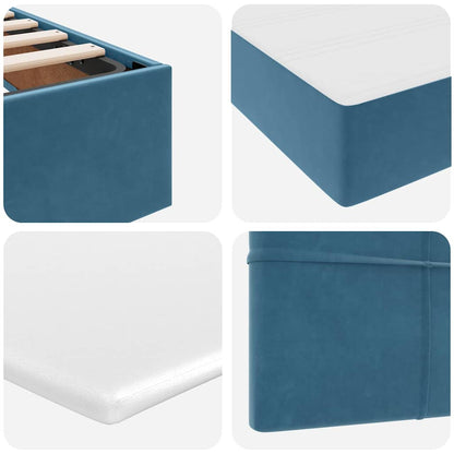 Letto con contenitore e LED Blu Scuro 120 x 200 cm Velluto