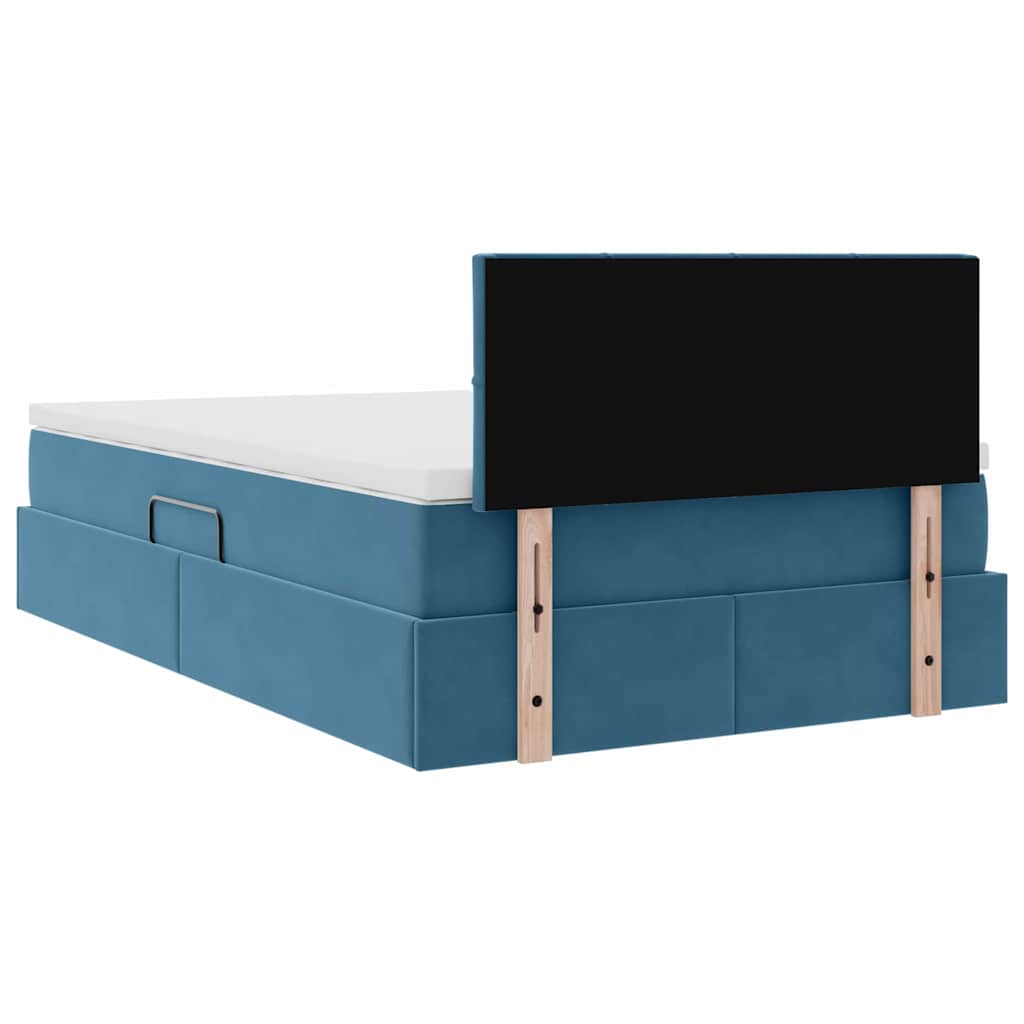 Letto con contenitore e LED Blu Scuro 120 x 200 cm Velluto