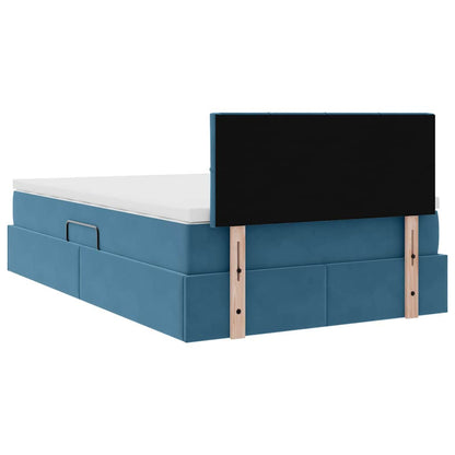 Letto con contenitore e LED Blu Scuro 120 x 200 cm Velluto