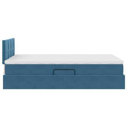 Letto con contenitore e LED Blu Scuro 120 x 200 cm Velluto