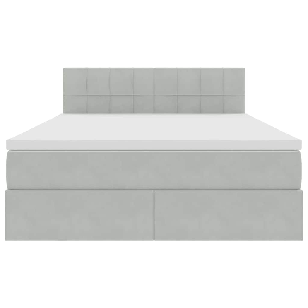 Letto con contenitore e LED Grigio chiaro 140 x 190 cm Velluto