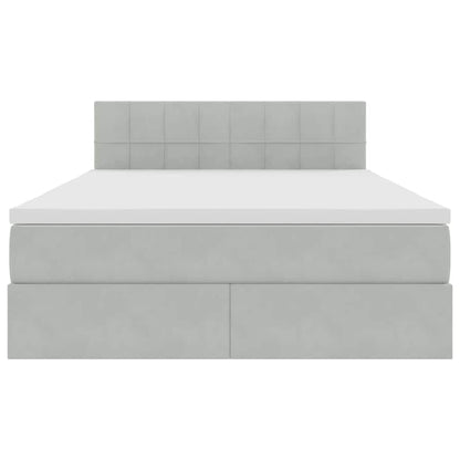 Letto con contenitore e LED Grigio chiaro 140 x 190 cm Velluto