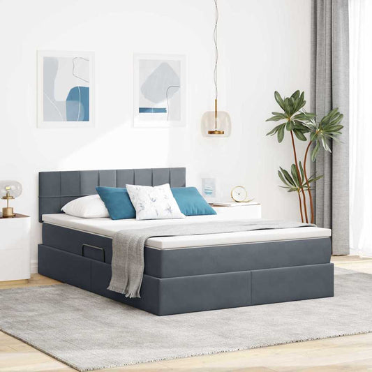 Letto con contenitore LED e materasso Grigio Scuro 140 x 200 cm | homemem39