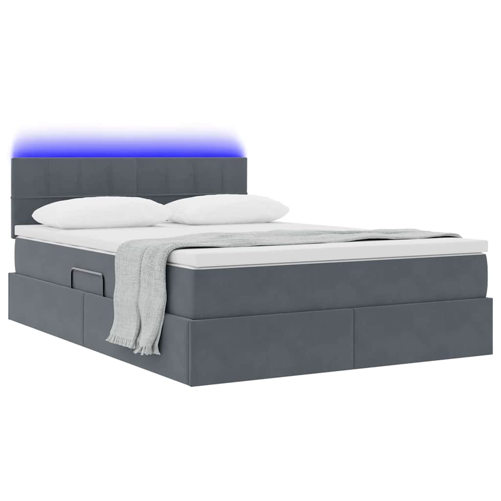 Letto con contenitore LED e materasso Grigio Scuro 140 x 200 cm | homemem39