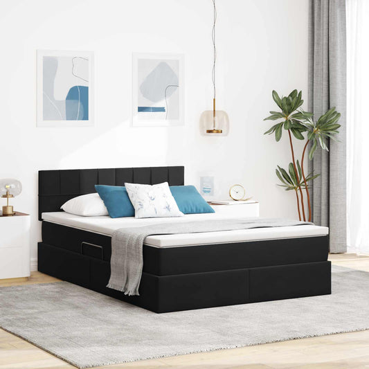 Letto con contenitore LED e materasso Nero 140 x 200 cm Velluto | homemem39
