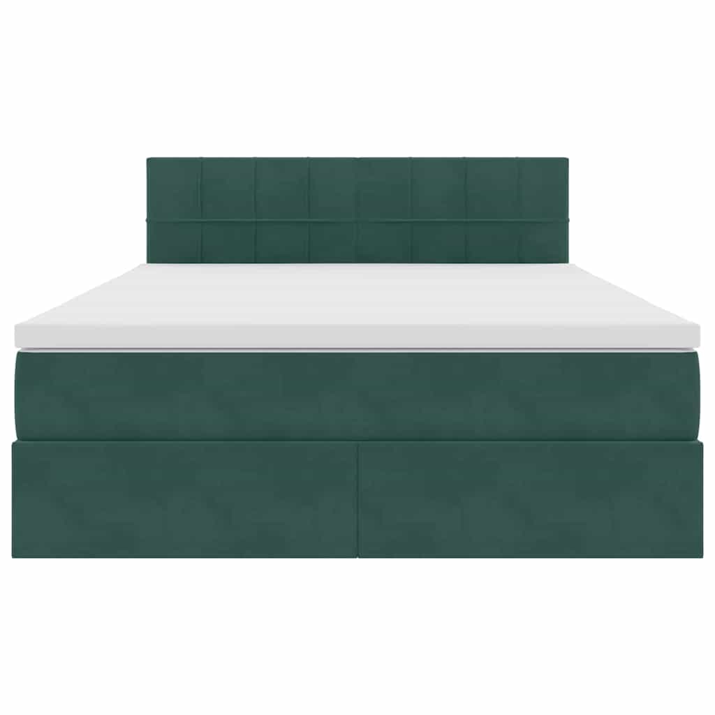 Letto con contenitore e LED Verde Scuro 140 x 200 cm Velluto
