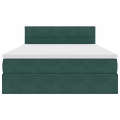 Letto con contenitore e LED Verde Scuro 140 x 200 cm Velluto