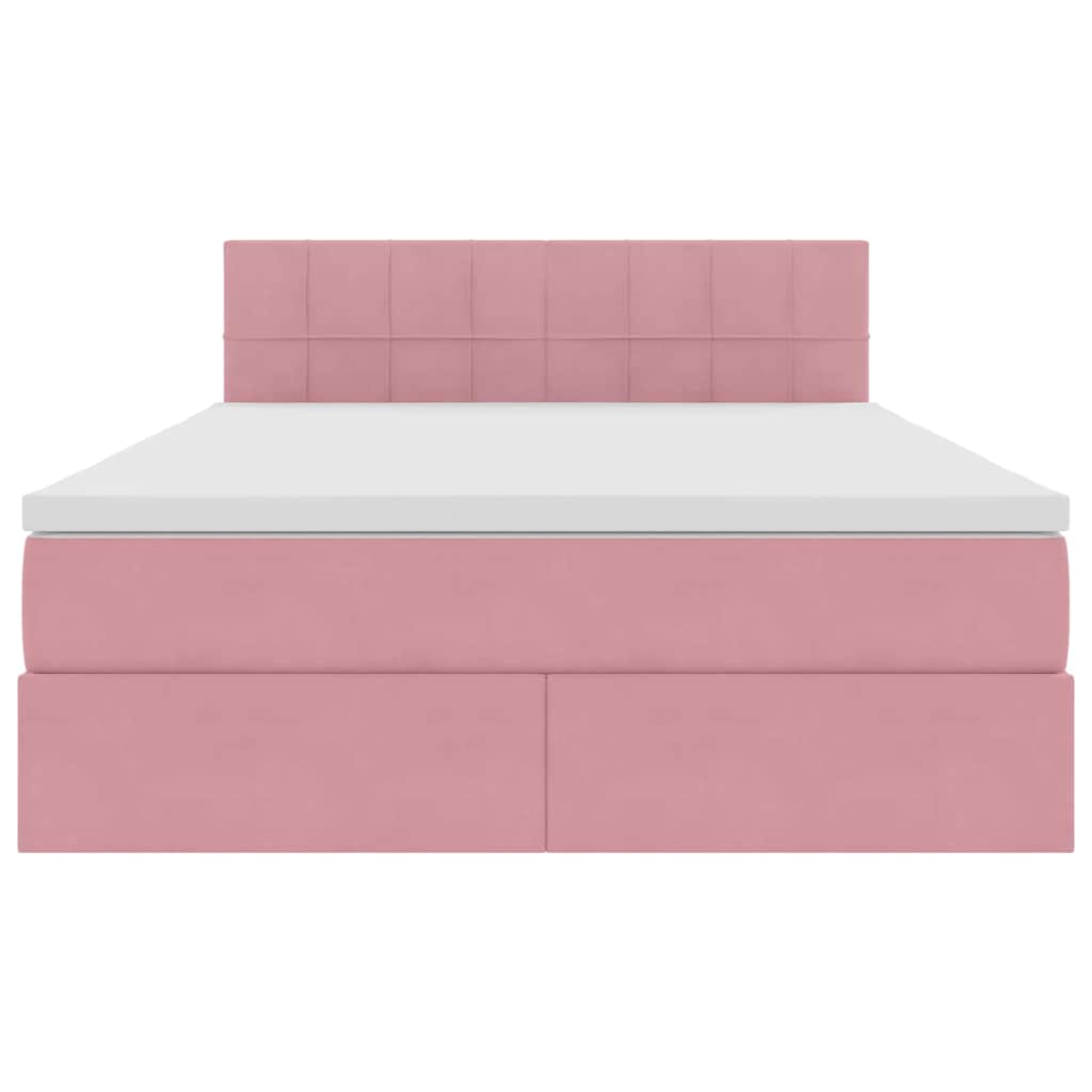 Letto con contenitore e LED Rosa 140 x 200 cm Velluto