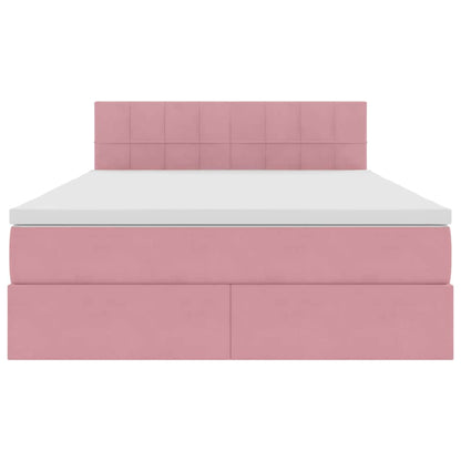Letto con contenitore e LED Rosa 140 x 200 cm Velluto