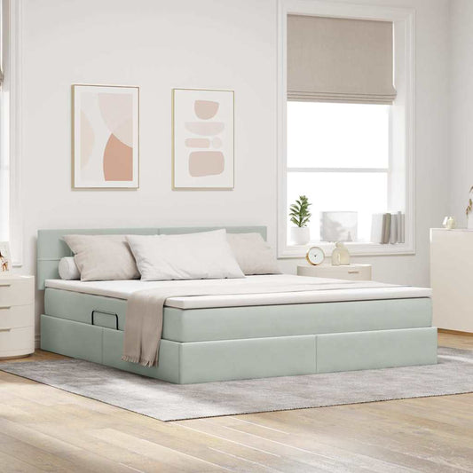 Letto con contenitore LED e materasso Grigio Chiaro | homemem39