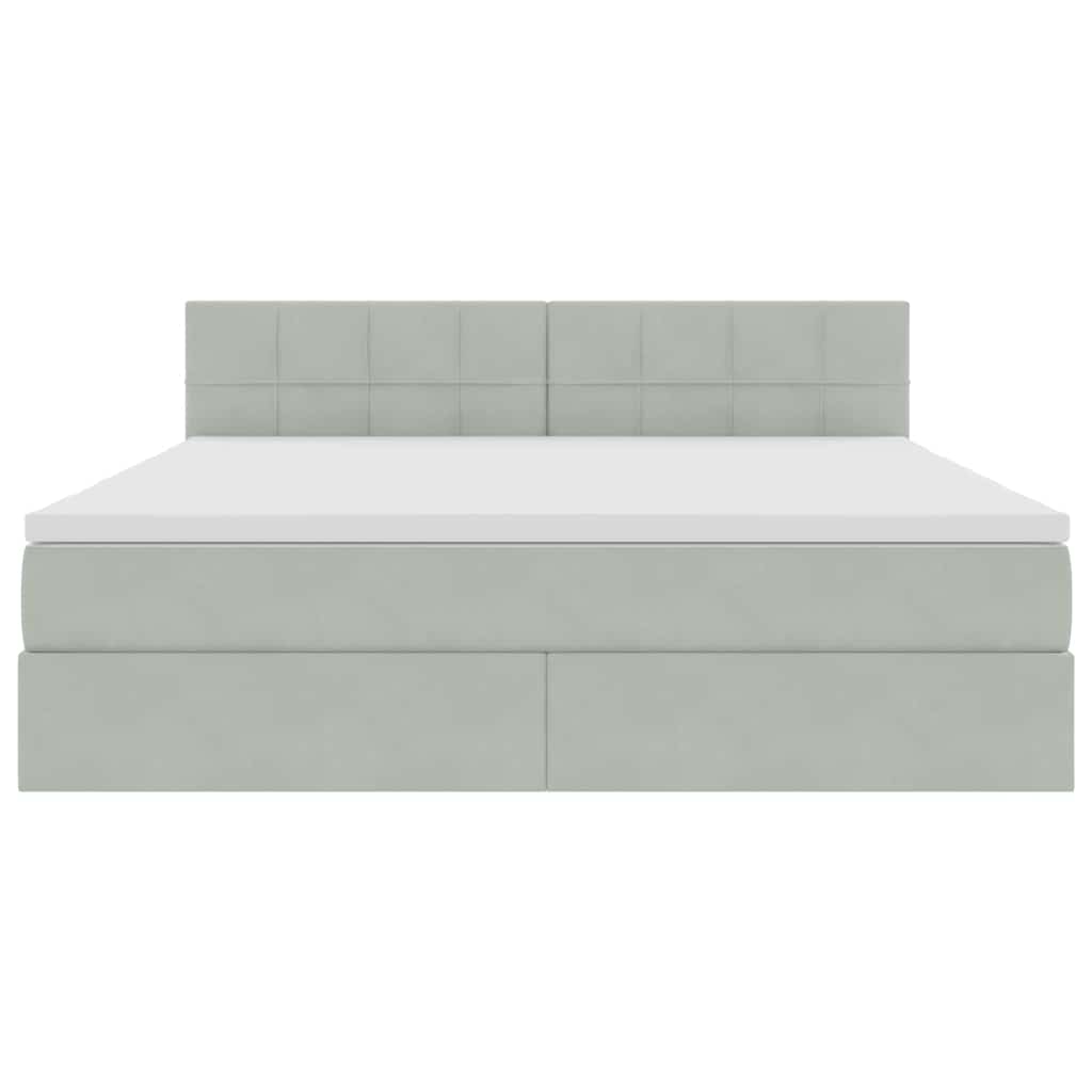 Letto con contenitore e LED Grigio chiaro 180 x 200 cm Velluto