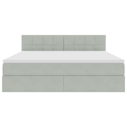 Letto con contenitore e LED Grigio chiaro 180 x 200 cm Velluto