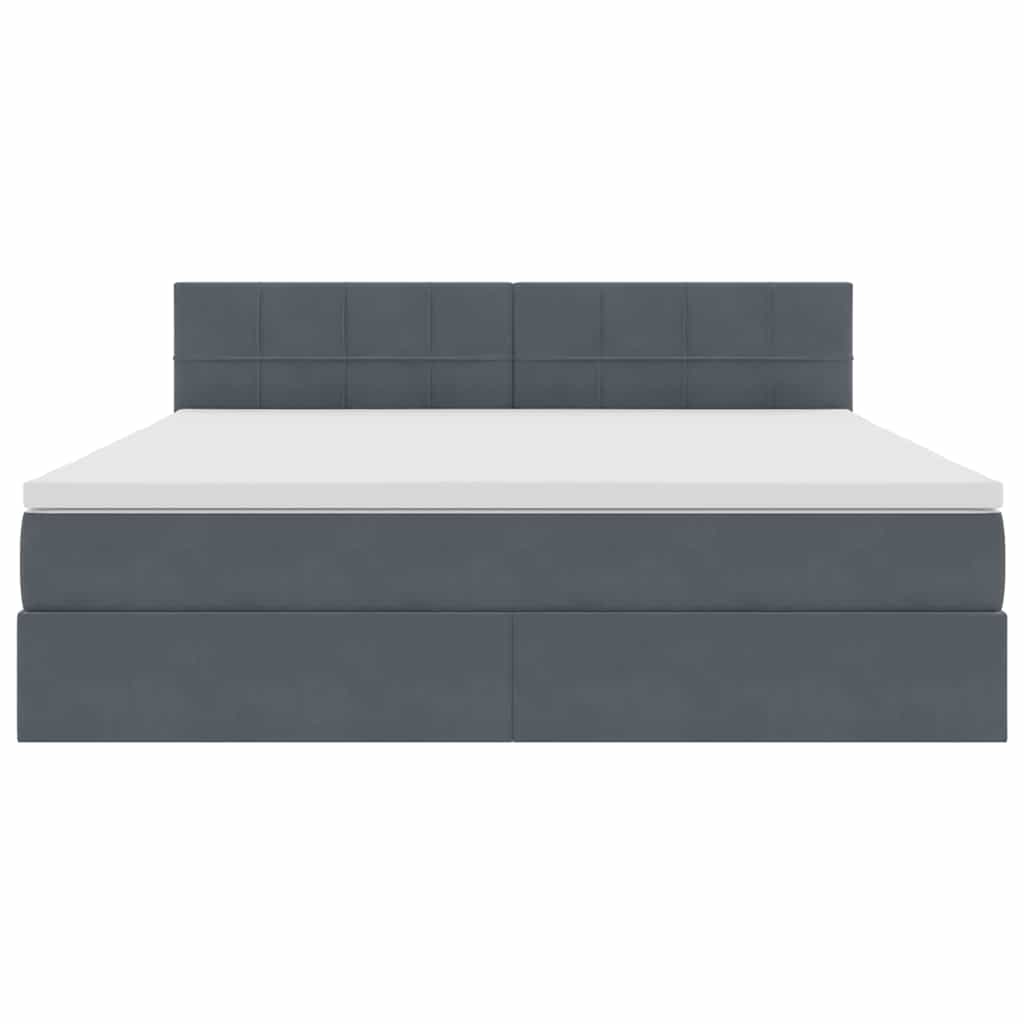 Letto con contenitore e LED Grigio scuro 180 x 200 cm Velluto