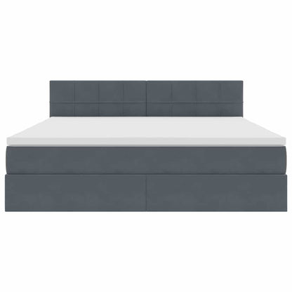 Letto con contenitore e LED Grigio scuro 180 x 200 cm Velluto