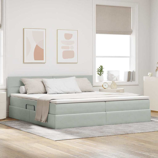 Letto con contenitore LED e materasso Grigio Chiaro | homemem39