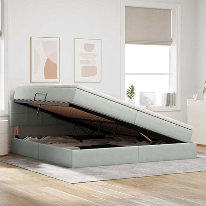 Letto con contenitore LED e materasso Grigio Chiaro | homemem39