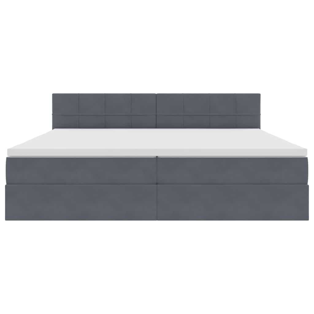 Letto con contenitore e LED Grigio scuro 200 x 200 cm Velluto