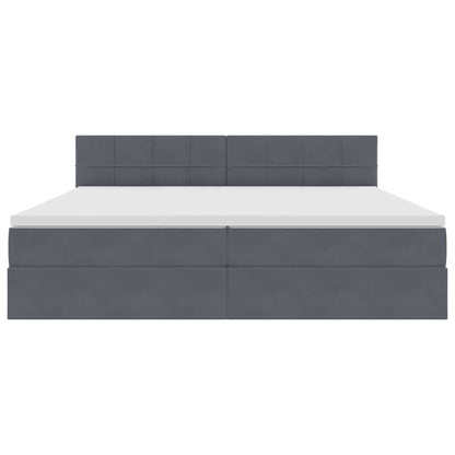 Letto con contenitore e LED Grigio scuro 200 x 200 cm Velluto