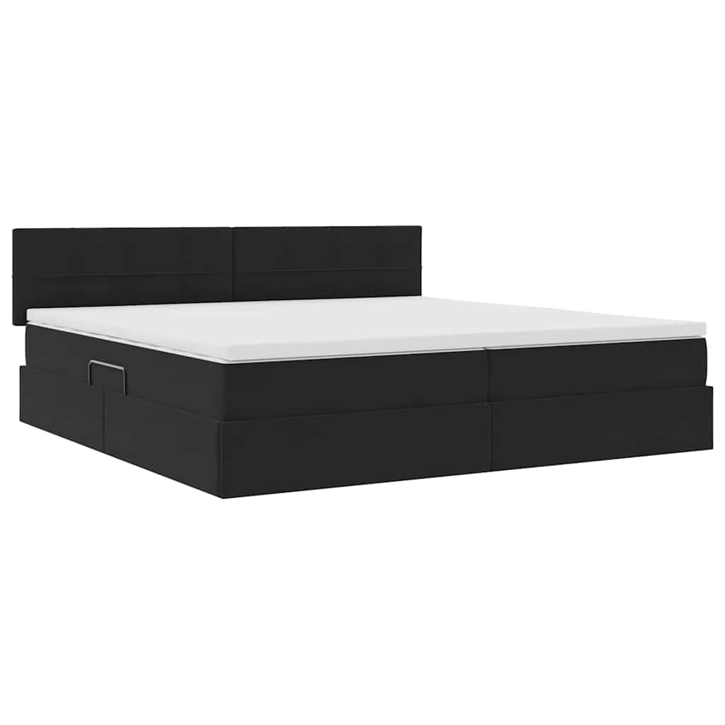Letto con contenitore LED e materasso Nero 200 x 200 cm Velluto | homemem39