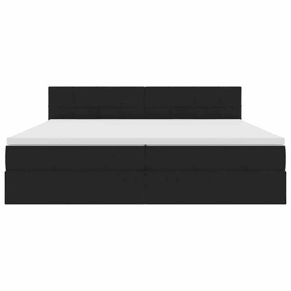 Letto con contenitore LED e materasso Nero 200 x 200 cm Velluto | homemem39