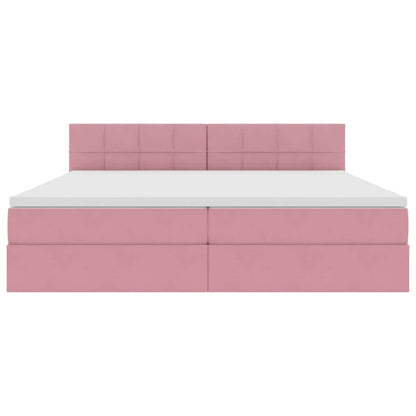 Letto con contenitore LED e materasso Rosa 200 x 200 cm Velluto | homemem39