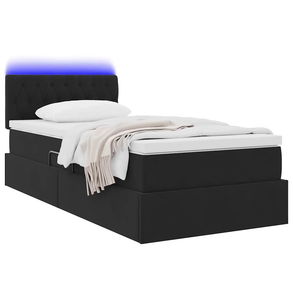 Letto con contenitore LED e materasso Nero 90 x 190 cm Velluto | homemem39
