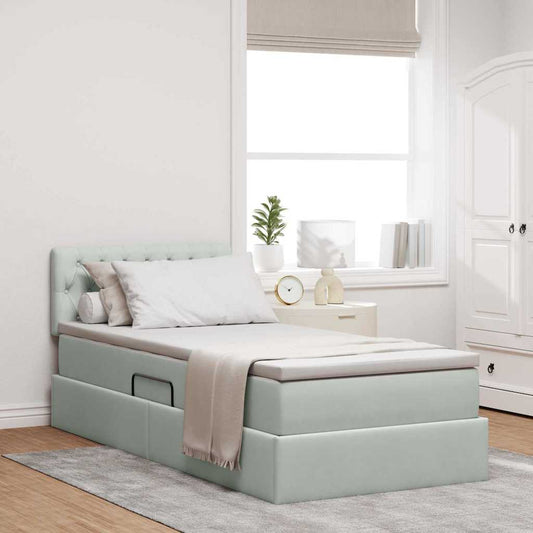 Letto con contenitore LED e materasso Grigio Chiaro 90 x 200 cm | homemem39