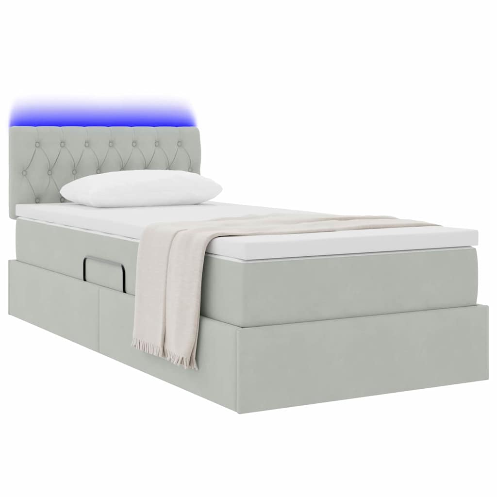 Letto con contenitore LED e materasso Grigio Chiaro 90 x 200 cm | homemem39