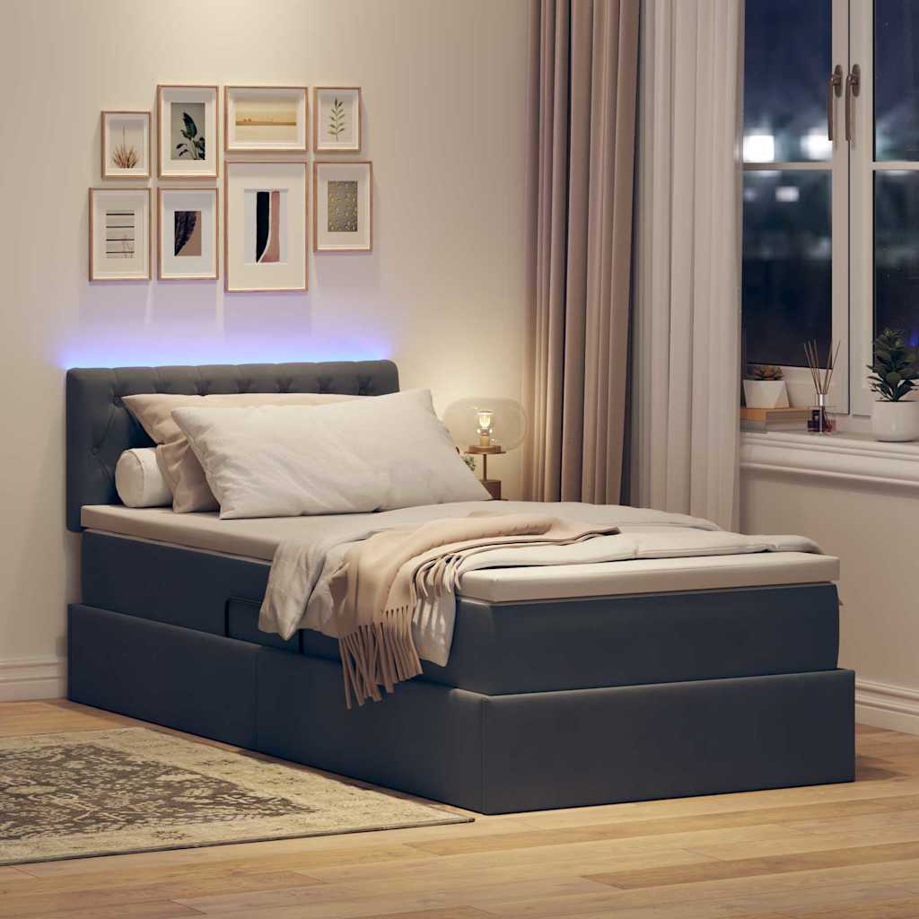 Letto con contenitore LED e materasso Grigio Scuro 90 x 200 cm | homemem39
