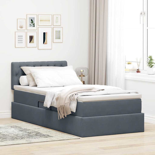 Letto con contenitore LED e materasso Grigio Scuro 90 x 200 cm | homemem39
