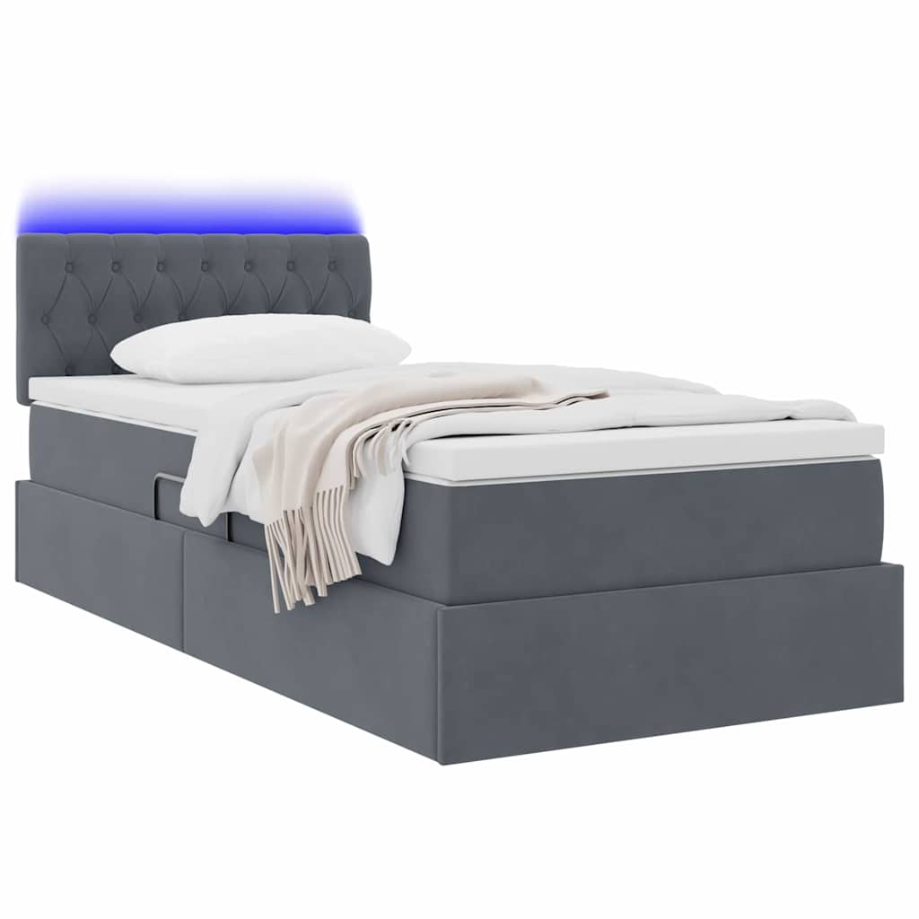 Letto con contenitore LED e materasso Grigio Scuro 90 x 200 cm | homemem39