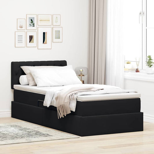 Letto con contenitore LED e materasso Nero 90 x 200 cm Velluto | homemem39
